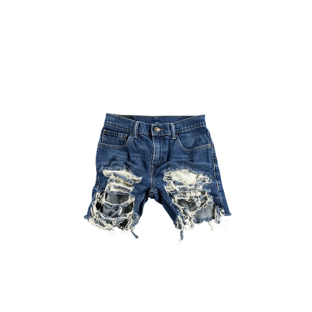 Levis 511 Slim Fit Distressed Denim Shorts Medium Wash Blue 27